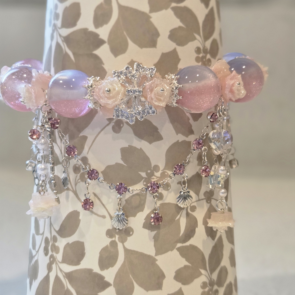 Elegant Pink and Silver Women's Bracelet